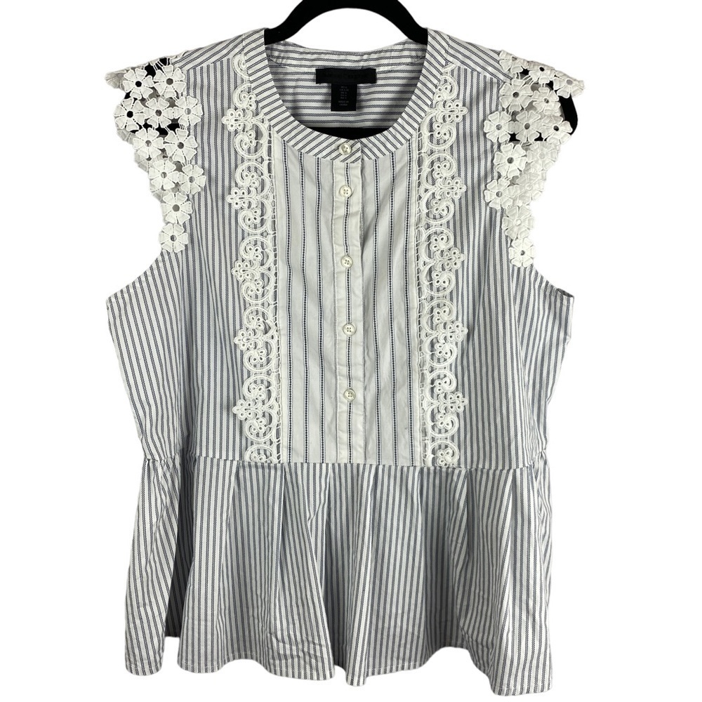 MAISON Cinqcent floral cap-sleeve peplum cotton blouse